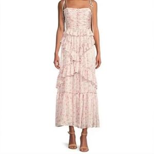 Antonio Melani Pink Floral Catalina Crinkle Chiffon Maxi Dress - size 4